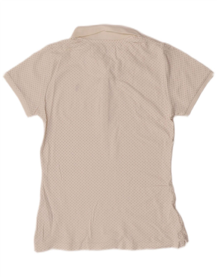 Camisa polo feminina Refrigue UK 10 pequena branca Argyle/algodão diamante