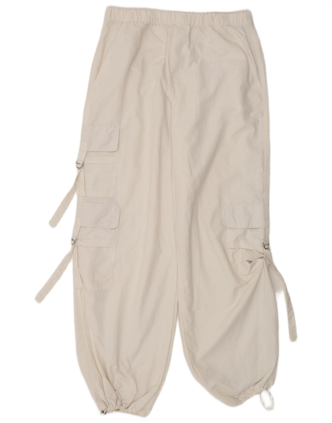 Calça jogger feminina Zara Cargo pequena W28 L30 branca poliamida