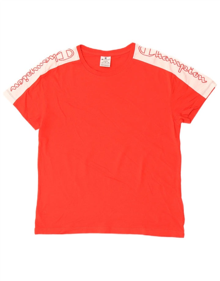 Camiseta gráfica masculina Champion grande bloco colorido vermelho