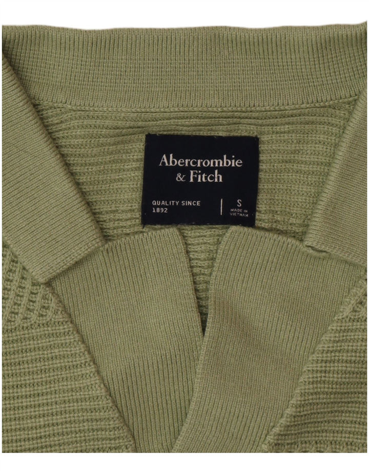 Camisa masculina de malha de manga curta Abercrombie & Fitch pequena verde