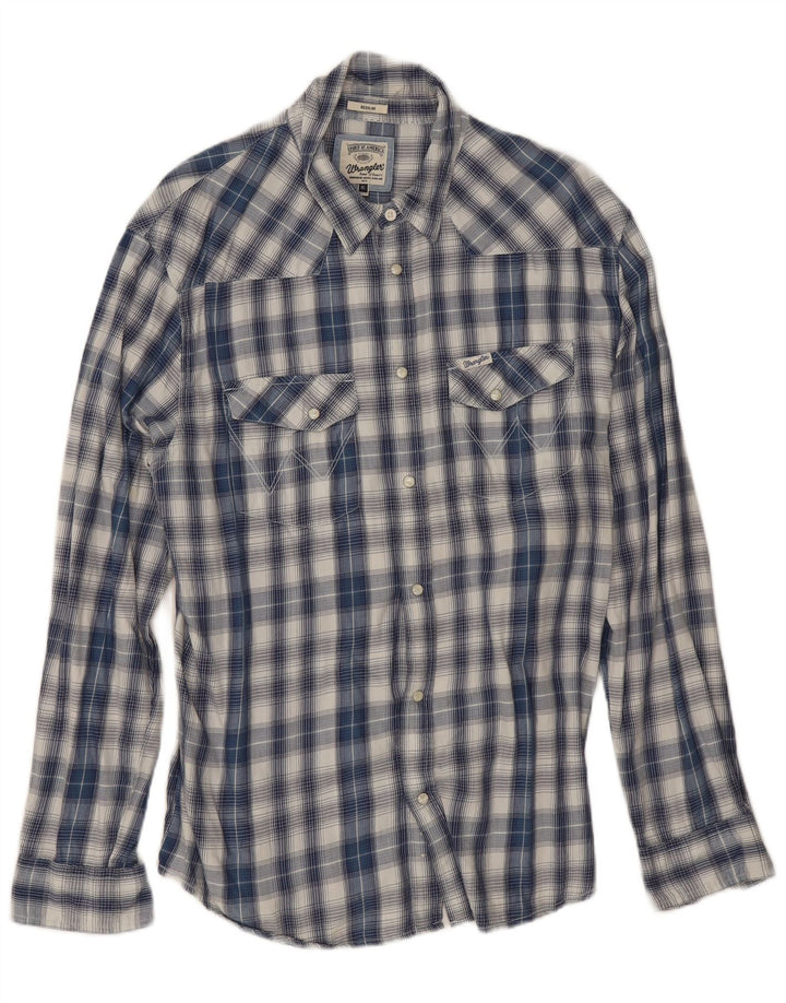 Camisa masculina Wrangler Regular Fit XL azul xadrez algodão