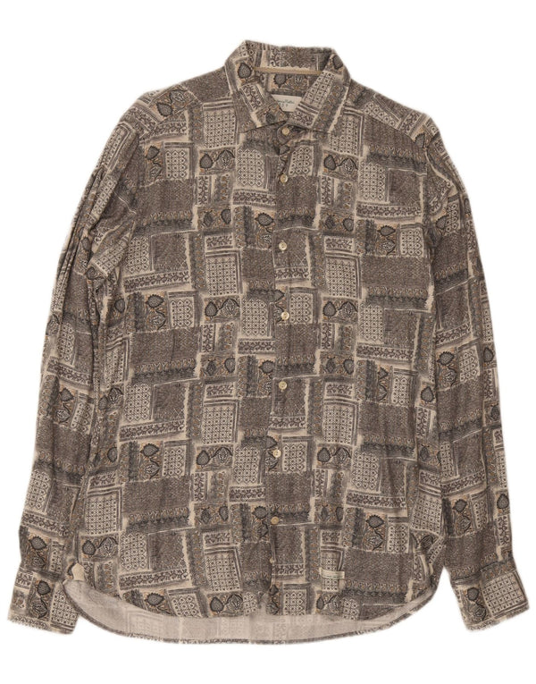 Camisa masculina vintage tamanho 40 15 3/4 patchwork cinza médio