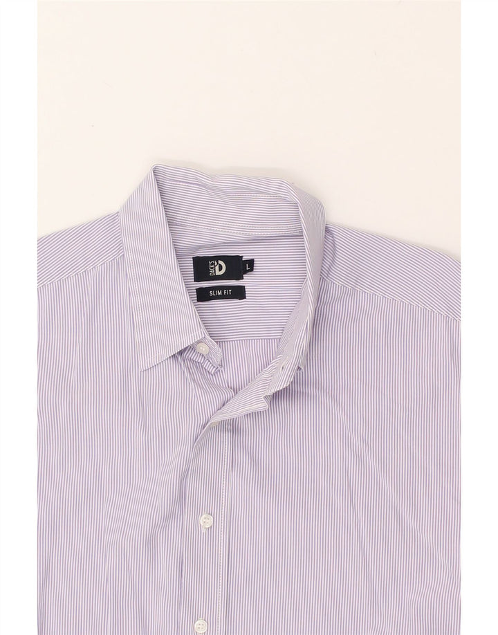 DACK'S Mens Slim Fit Shirt Large Purple Pinstripe Cotton | Vintage Dack's | Thrift | Second-Hand Dack's | Used Clothing | Messina Hembry 