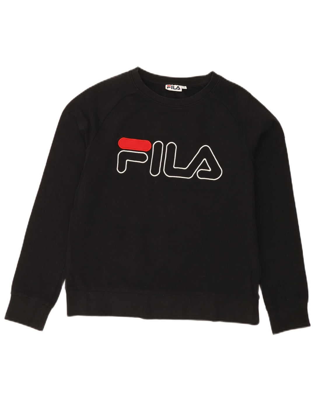 FILA moletom gráfico feminino jumper UK 10 pequeno algodão preto