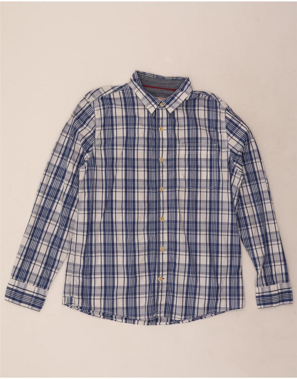 Camisa masculina Fat Face grande algodão xadrez azul
