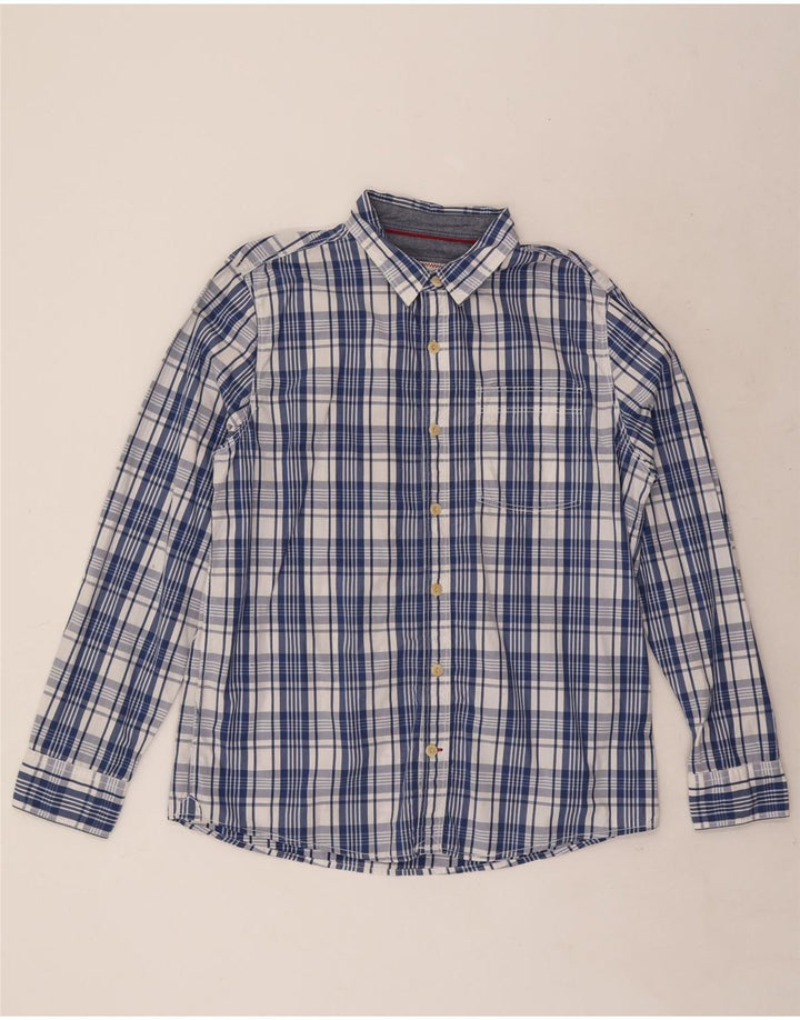 Camisa masculina Fat Face grande algodão xadrez azul