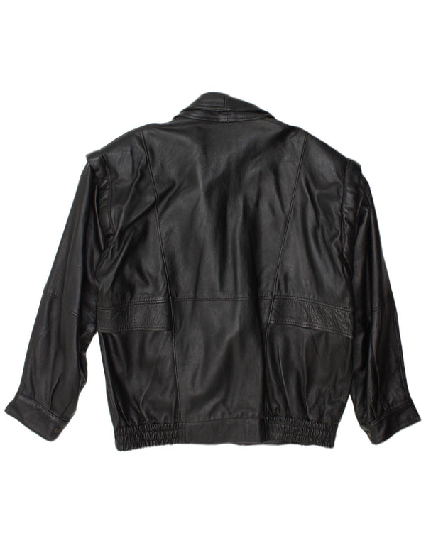 Jaqueta de couro masculina vintage UK 42 XL preta