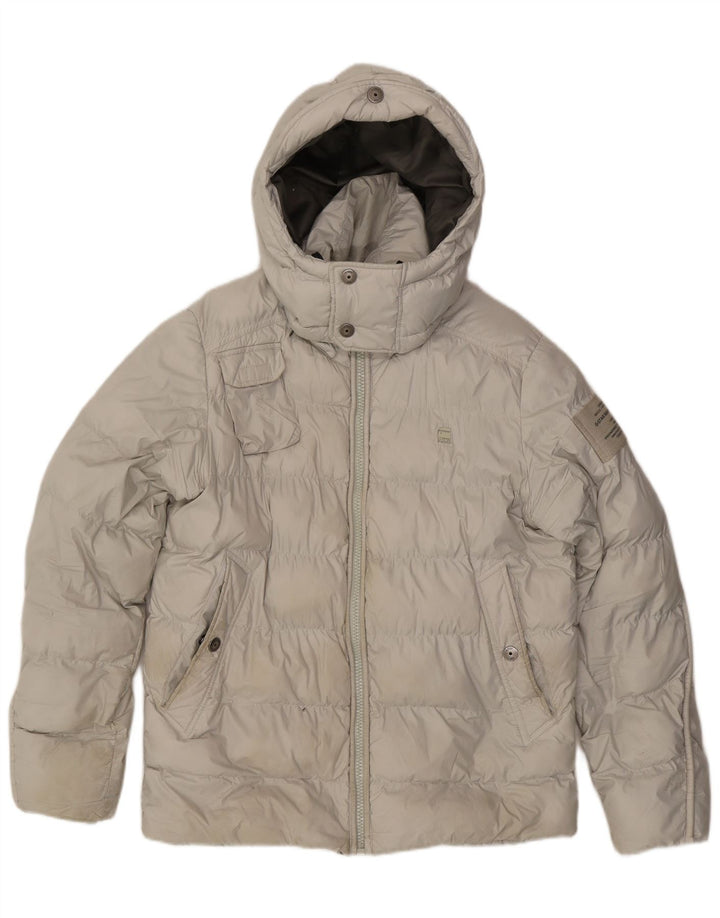 Jaqueta masculina acolchoada com capuz G-STAR UK 40 poliéster cinza grande