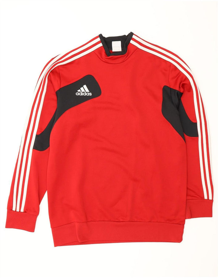 Adidas Mens Moletom Jumper UK 42/44 Grande Vermelho Colorblock Poliéster