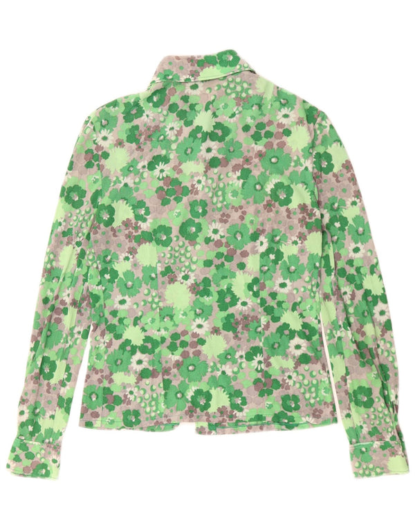 Camisa feminina LUISA SPAGNOLI UK 12 verde médio floral