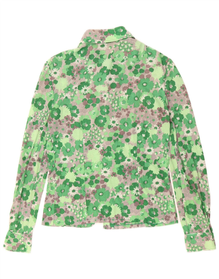 Camisa feminina LUISA SPAGNOLI UK 12 verde médio floral