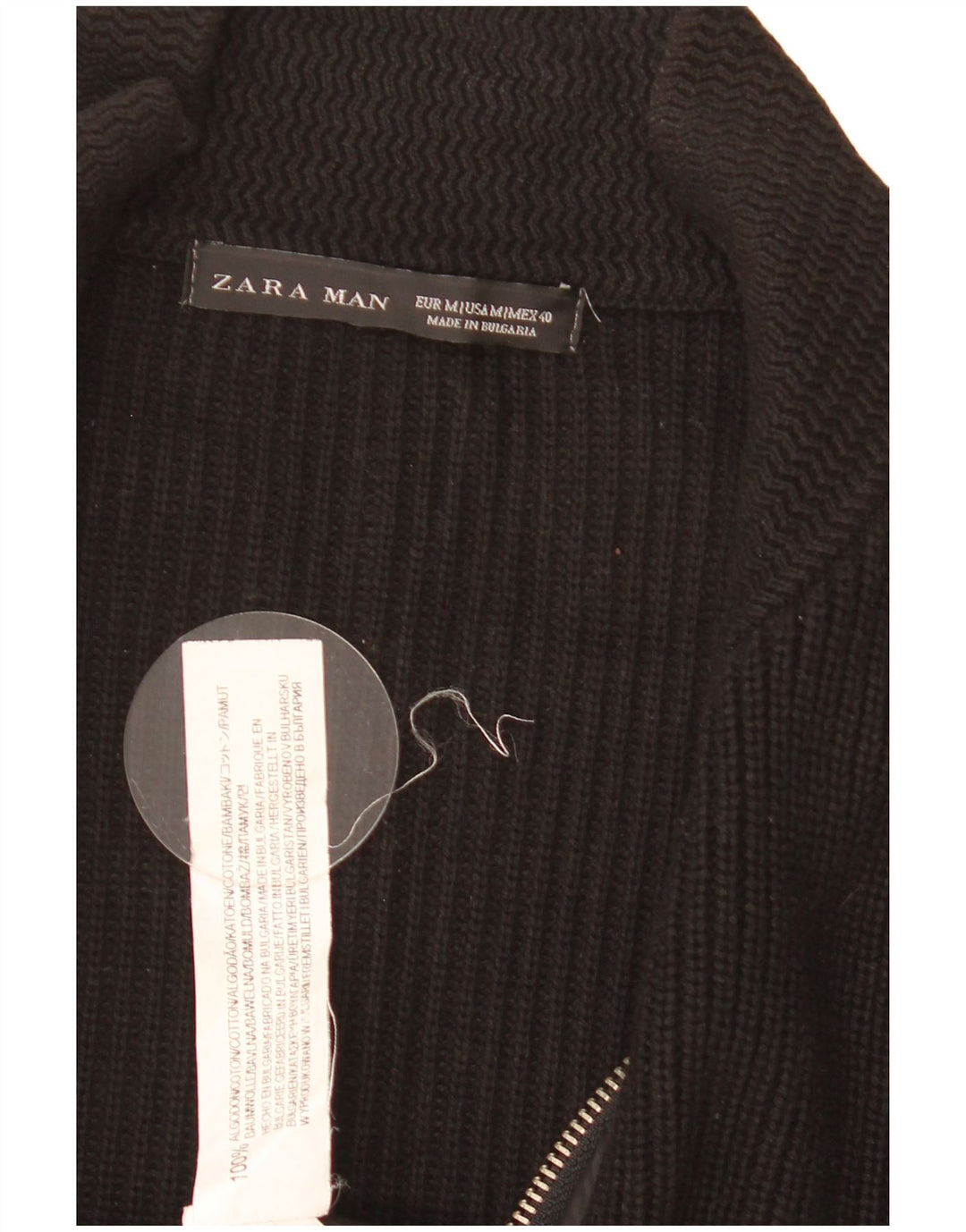 Zara Suéter Cardigan Masculino Médio Algodão Preto
