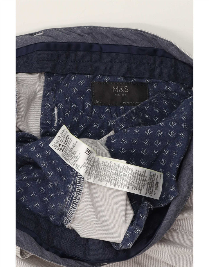 Shorts chino masculino Marks & Spencer W34 grande algodão listrado cinza