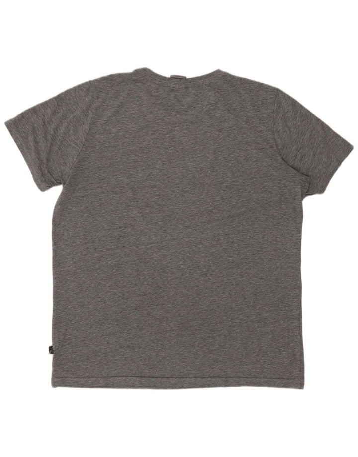 Camiseta masculina PUMA com estampa gráfica de algodão manchado cinza médio