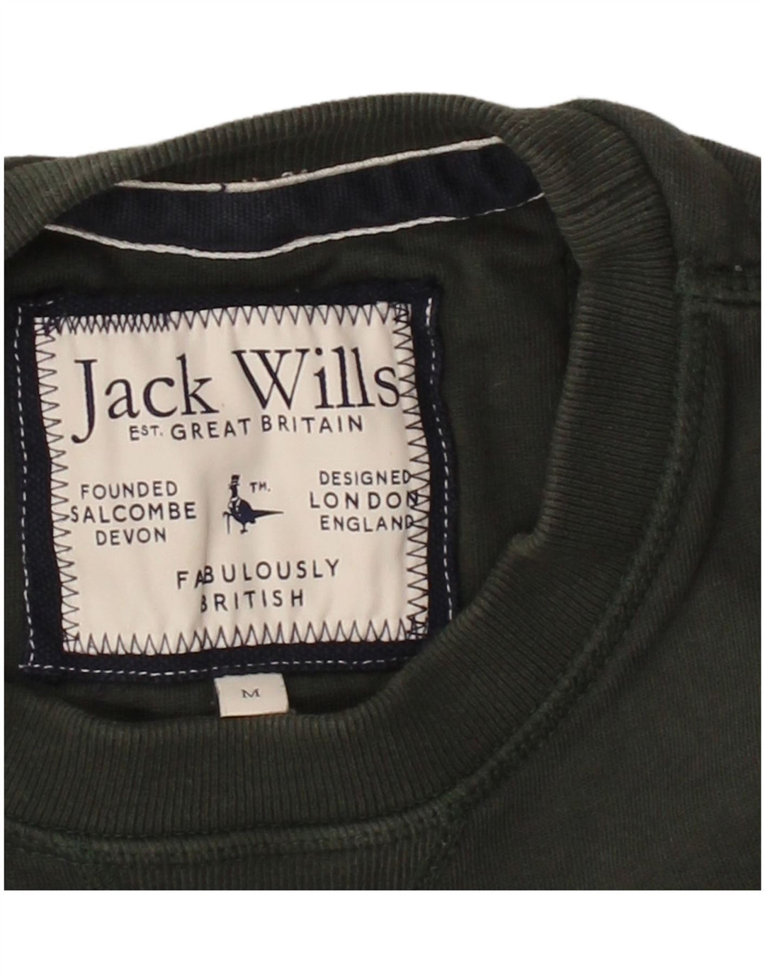 JACK WILLS Suéter gráfico masculino de algodão cáqui médio