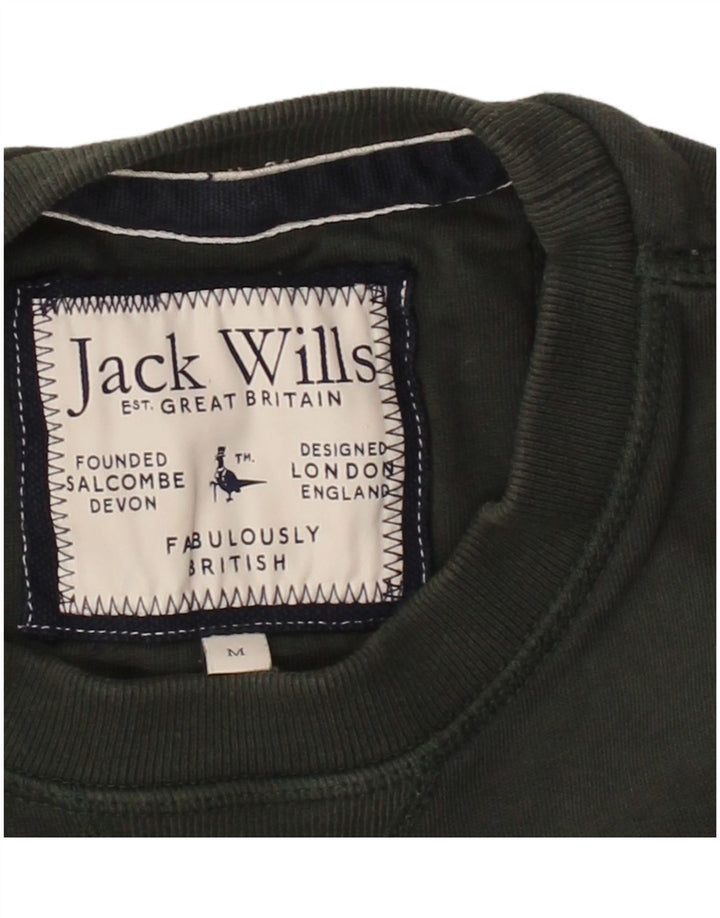 JACK WILLS Suéter gráfico masculino de algodão cáqui médio