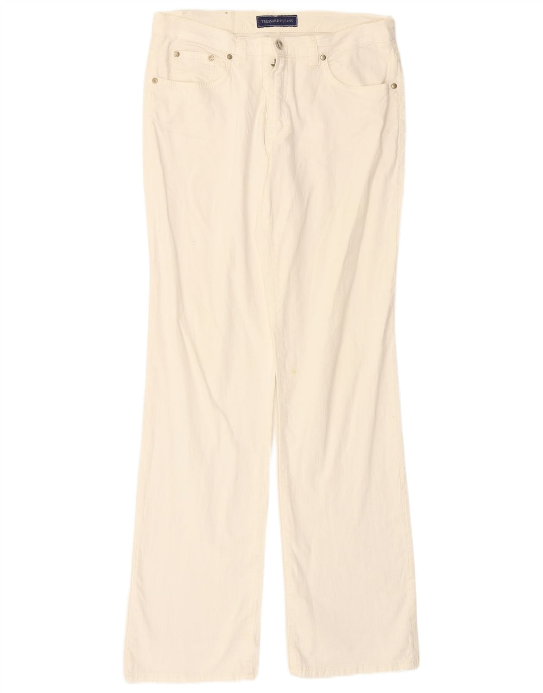 Calça masculina reta casual TRUSSARDI IT 47 pequena W31 L33 algodão branco