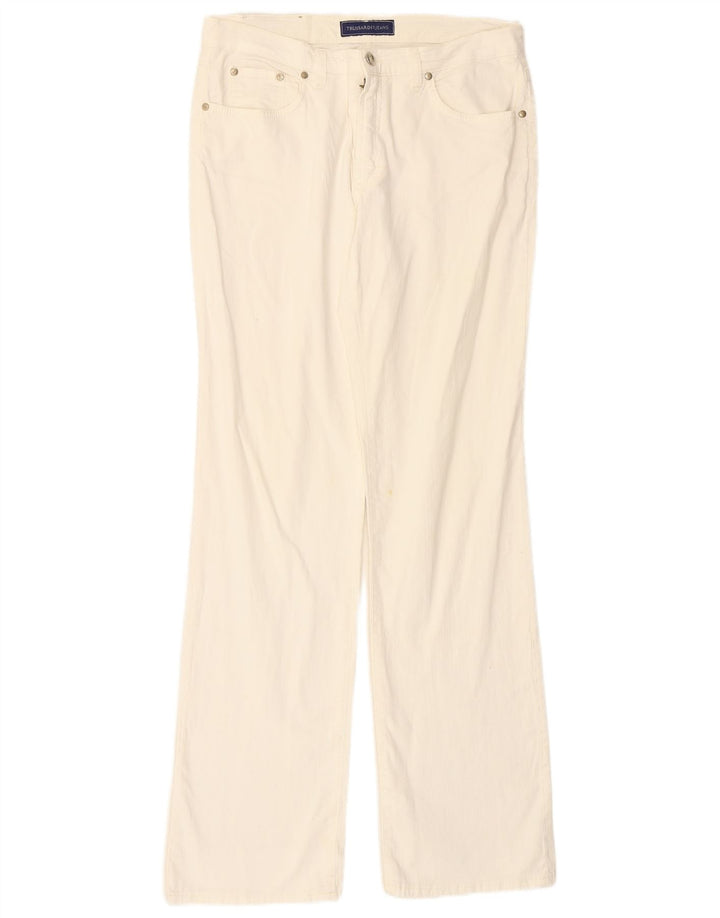Calça masculina reta casual TRUSSARDI IT 47 pequena W31 L33 algodão branco