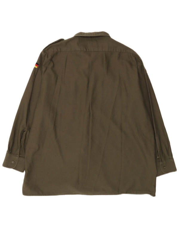 Camisa militar masculina vintage 2XL algodão cáqui