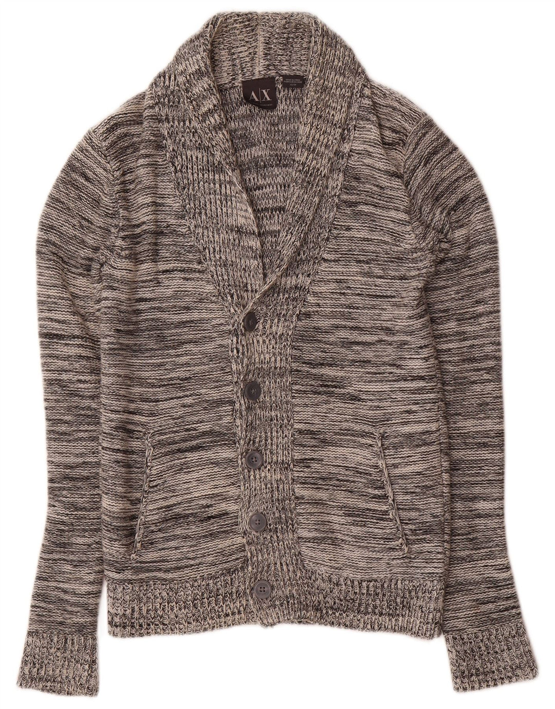 Suéter cardigã masculino Armani Exchange XS algodão manchado cinza