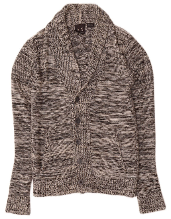 Suéter cardigã masculino Armani Exchange XS algodão manchado cinza
