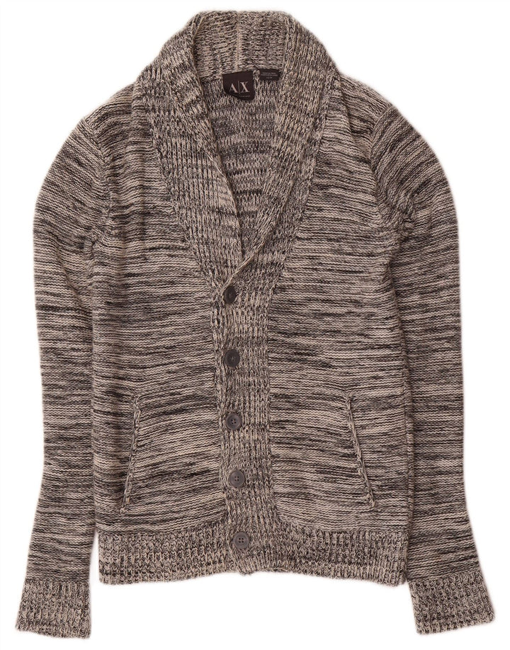 Suéter cardigã masculino Armani Exchange XS algodão manchado cinza