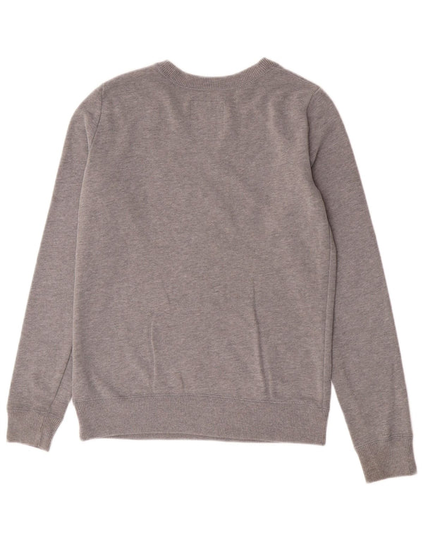 Hollister feminino gráfico moletom jumper UK 6 XS algodão cinza