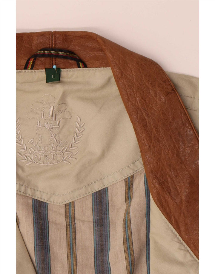 Jaqueta utilitária masculina vintage UK 40 algodão bege grande