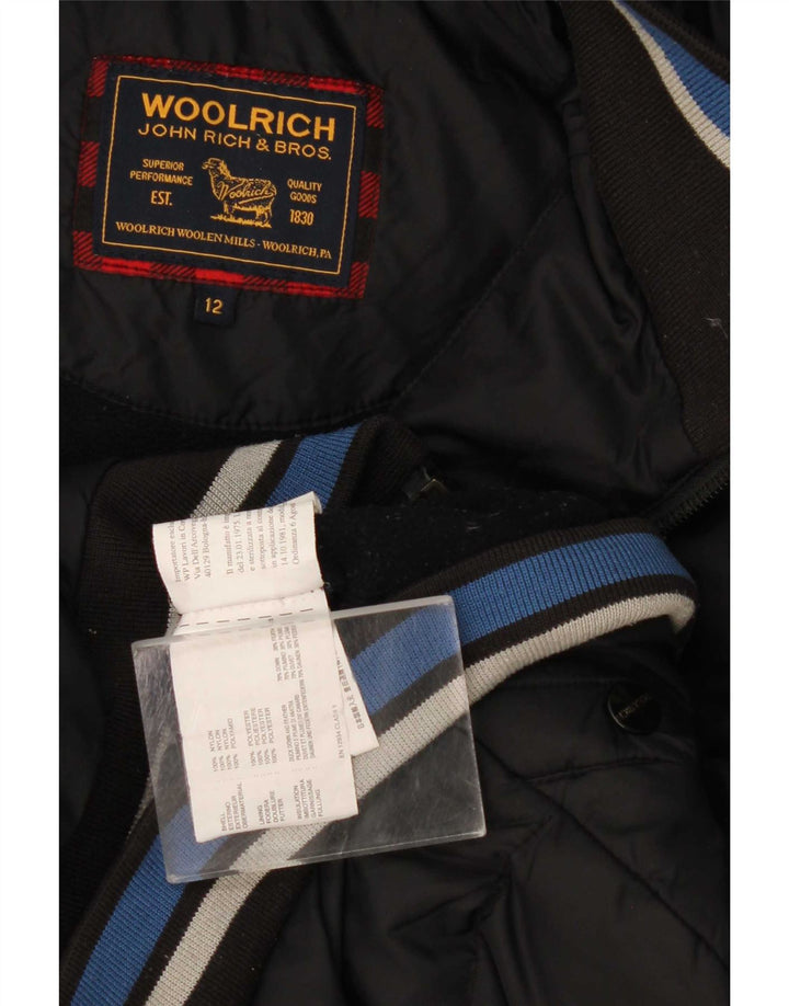 Jaqueta acolchoada com capuz gráfico Woolrich Boys 11-12 anos preto nylon