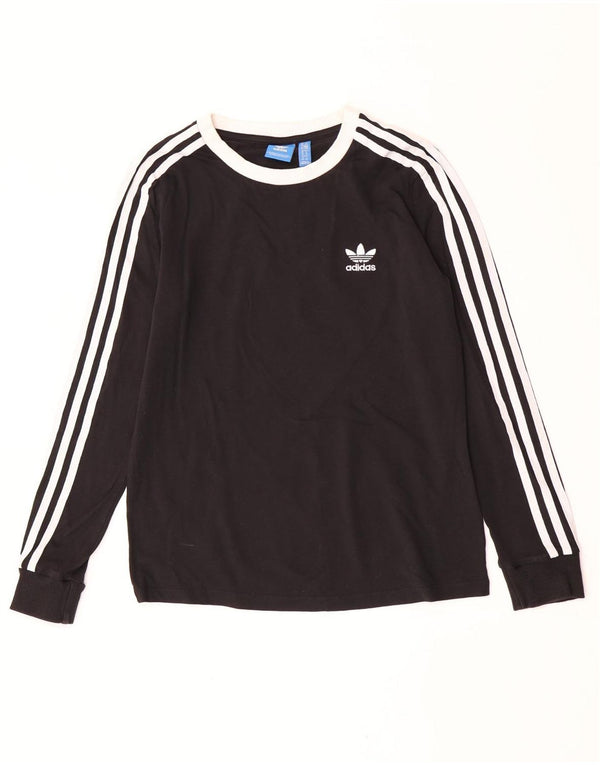 Top Feminino Adidas Manga Longa UK 10 Pequeno Algodão Preto