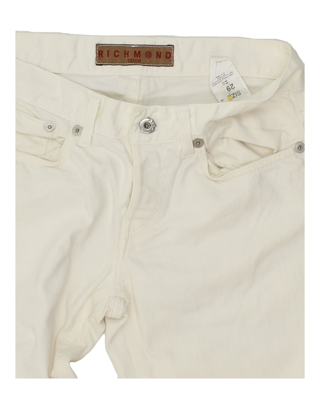 RICHMOND Womens Slim Casual Trousers W29 L32 White Cotton Vintage Richmond and Second-Hand Richmond from Messina Hembry 