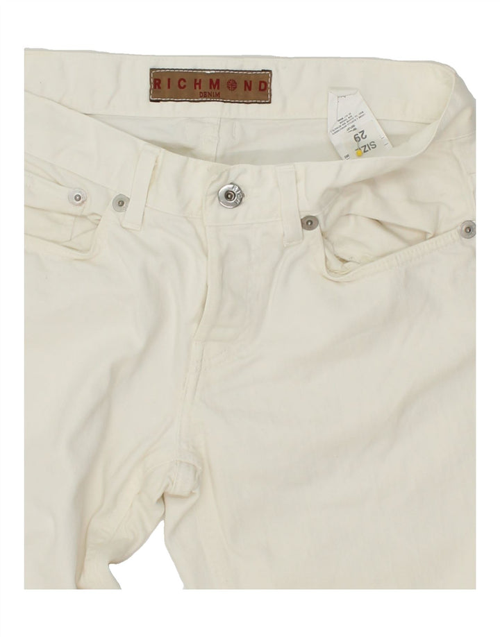 RICHMOND Womens Slim Casual Trousers W29 L32 White Cotton Vintage Richmond and Second-Hand Richmond from Messina Hembry 