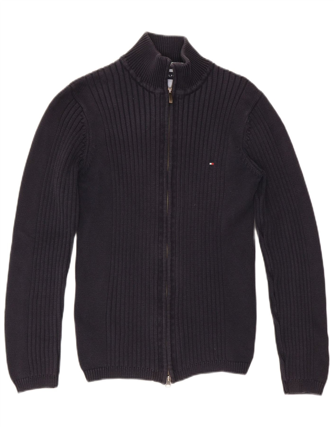 Suéter cardigã feminino Tommy Hilfiger Reino Unido 12 algodão azul marinho médio