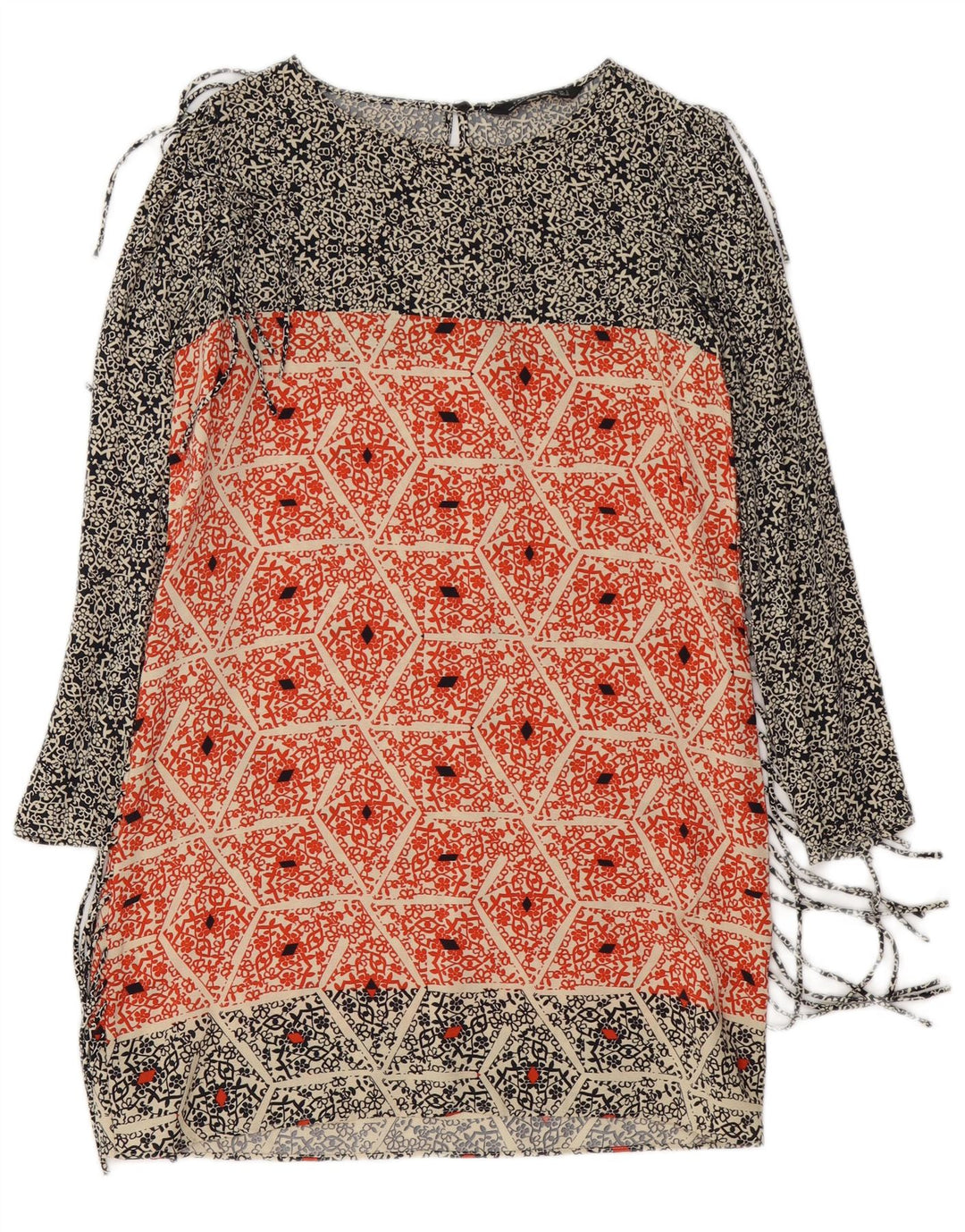 ZARA Vestido feminino oversized com bainha UK 10 pequeno multicolorido