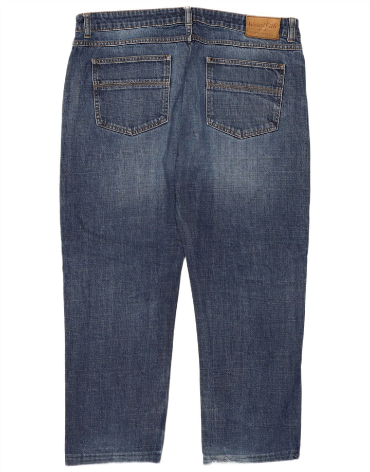 Calça jeans reta feminina Weird Fish W38 L27 algodão azul