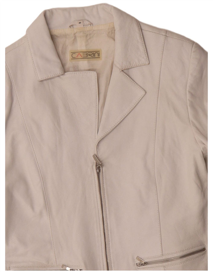 Jaqueta blazer feminina de couro Cabrini IT 40 couro branco pequeno