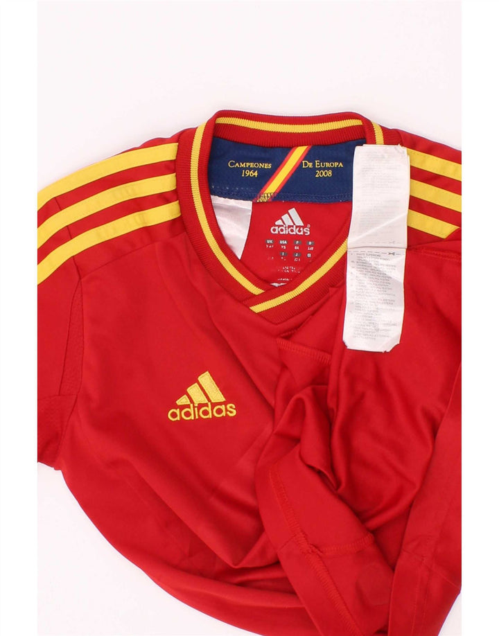 Adidas Meninos Climacool Camiseta Top 7-8 Anos Listrado Vermelho Poliéster
