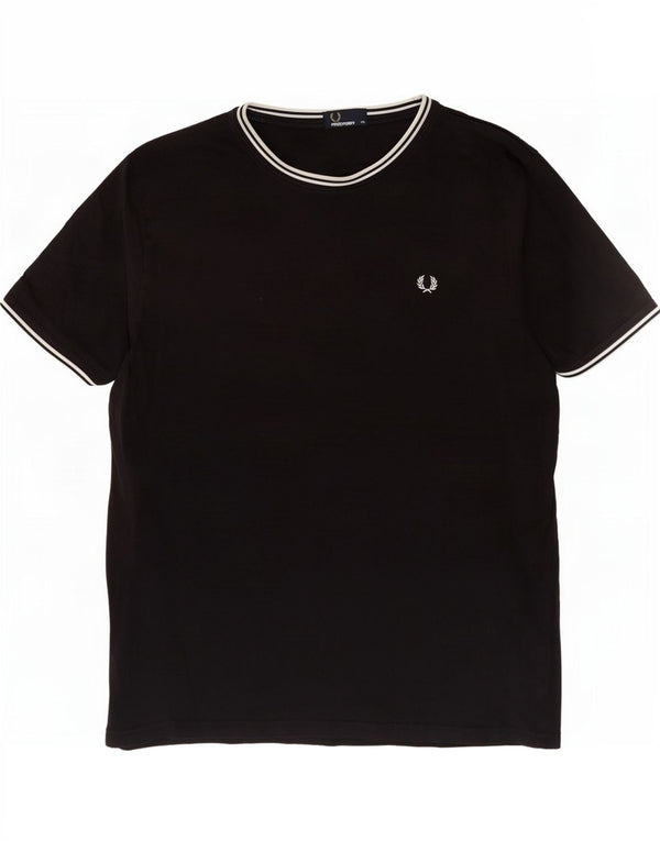 Fred Perry Mens T-Shirt Top 2XL Black Cotton