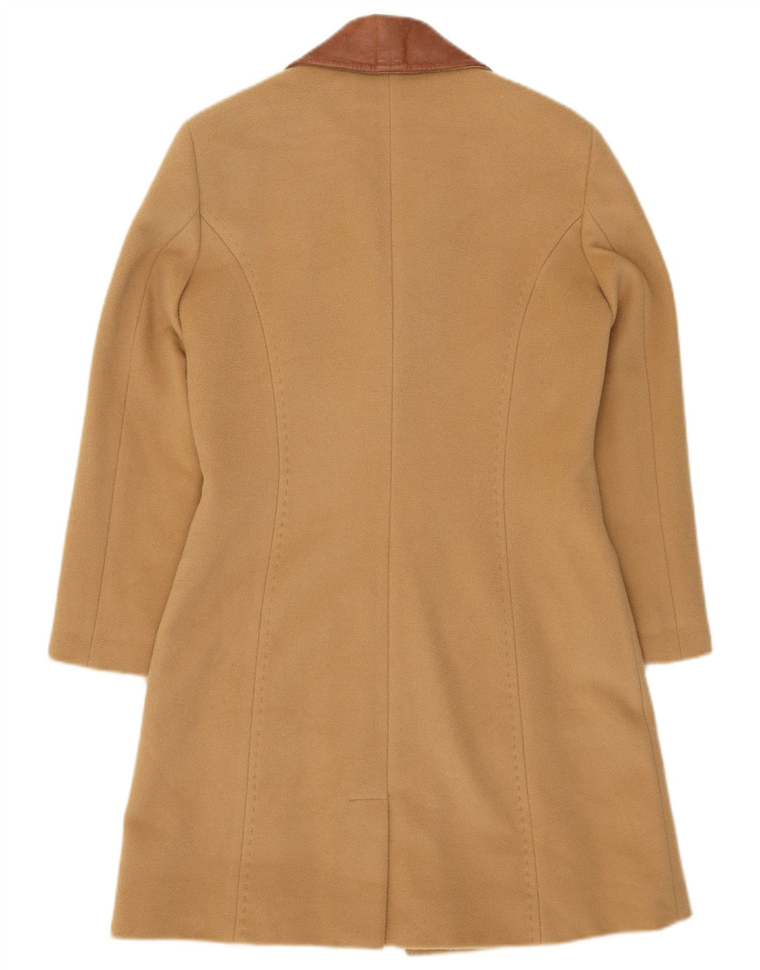 Sobretudo feminino vintage UK 8 pequeno bloco colorido bege