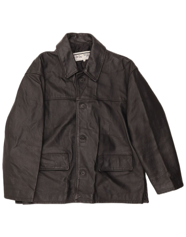 Vintage Mens Leather Jacket IT 50 Large Black Leather