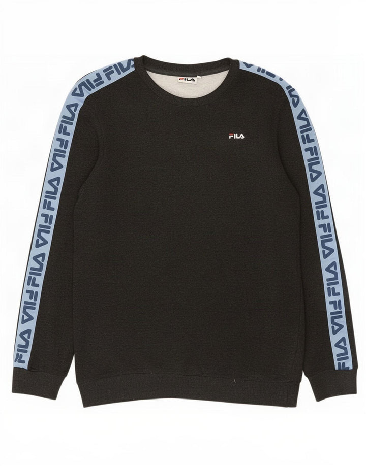 Fila moletom gráfico masculino jumper grande cinza colorblock poliéster
