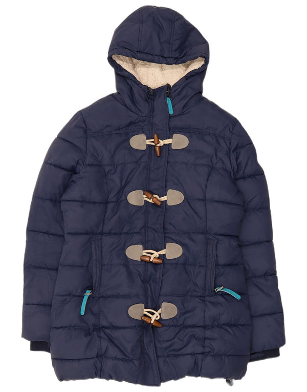 Jaqueta feminina Superdry com capuz Sherpa acolchoada UK 18 XL azul marinho poliéster