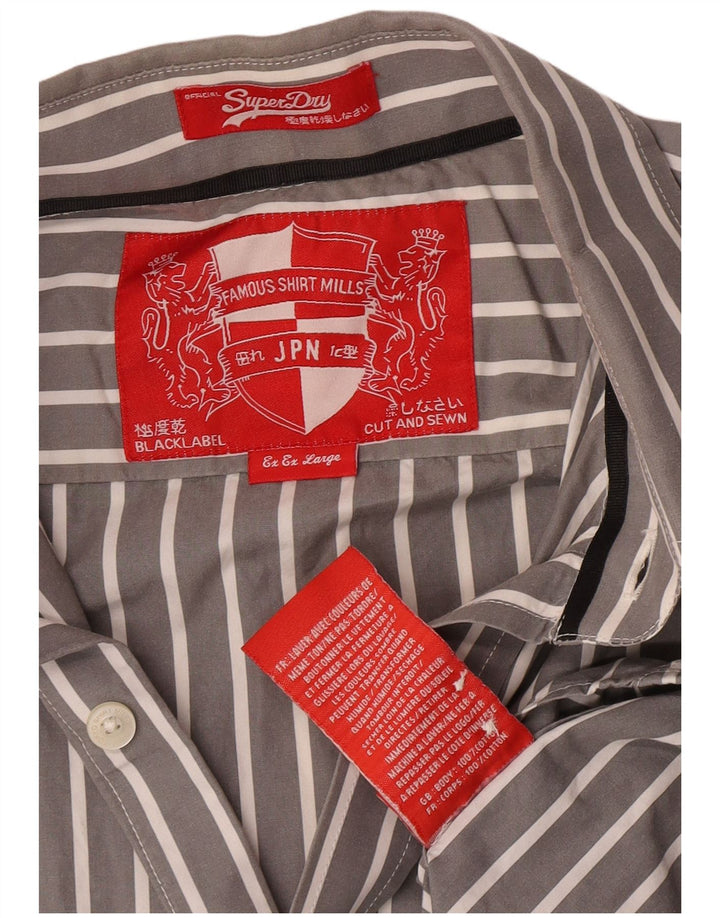 Camisa masculina Superdry 2XL algodão listrado cinza