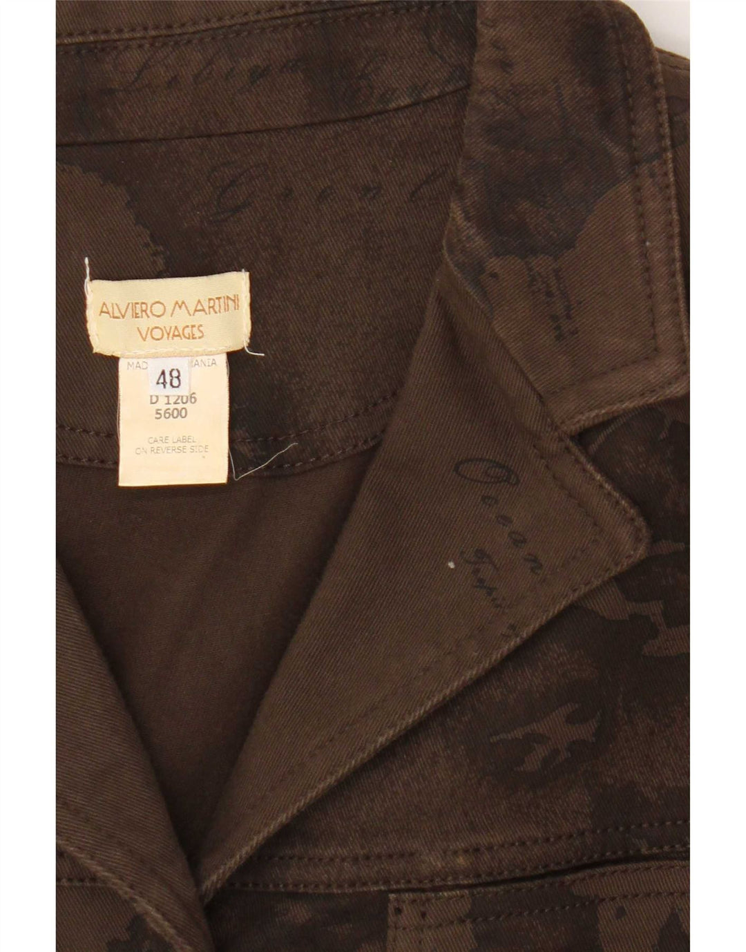 ALVIERO MARTINI Jaqueta jeans feminina gráfica IT 48 grande algodão marrom