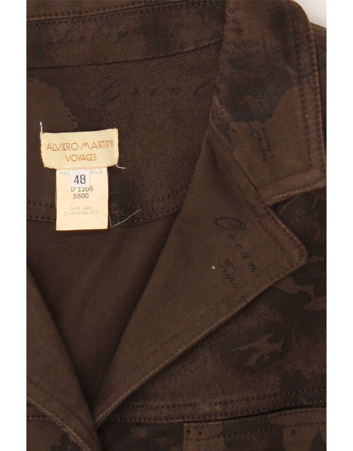 ALVIERO MARTINI Jaqueta jeans feminina gráfica IT 48 grande algodão marrom
