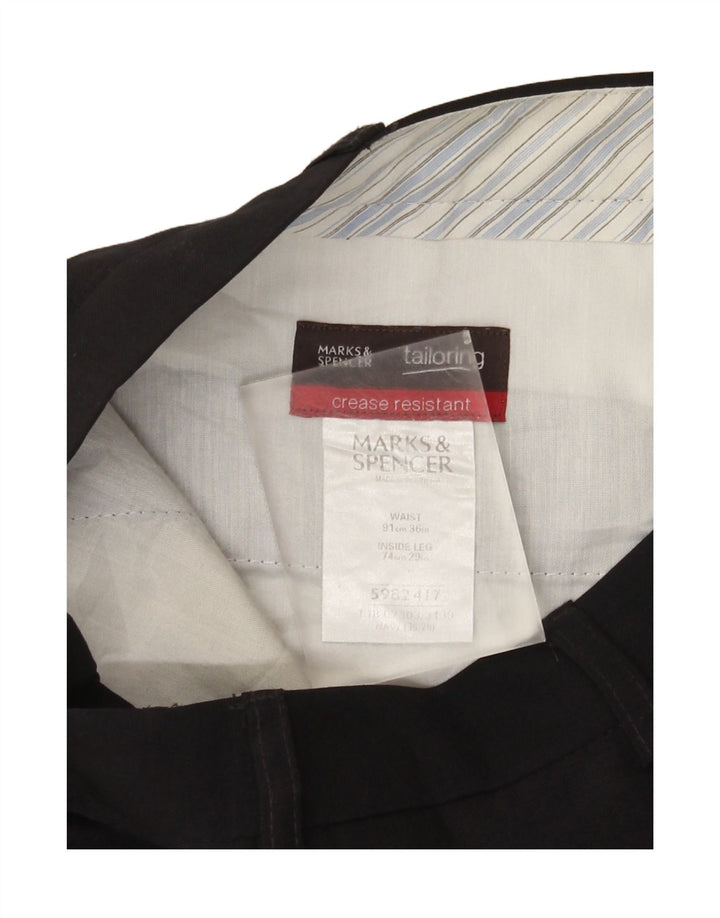 Calça masculina de terno reto sob medida Marks & Spencer W36 L29 azul marinho