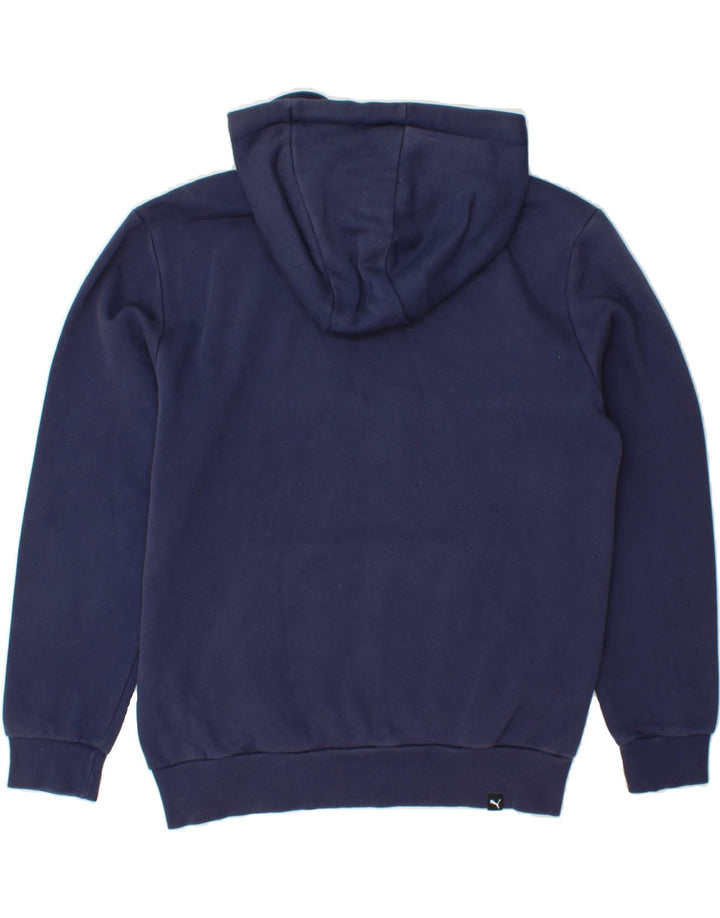 PUMA Mens Graphic Hoodie Jumper Small Navy Blue Cotton Vintage Puma and Second-Hand Puma from Messina Hembry 