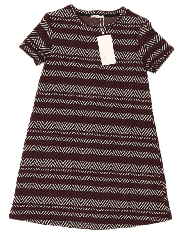 Zara Vestido feminino Trafaluc A-Line Reino Unido 8 pequeno Chevron multicolorido