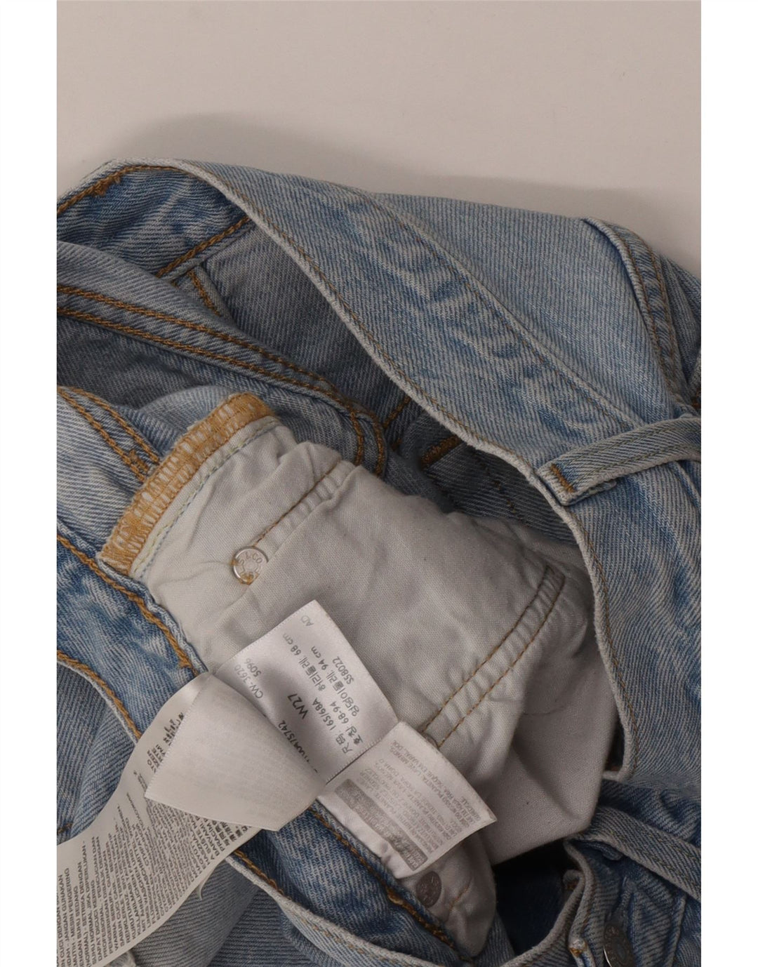 Shorts jeans feminino Levi's W27 pequeno algodão azul