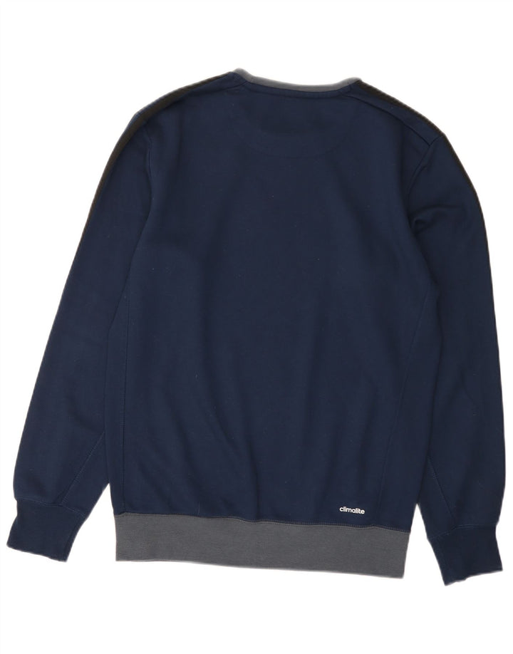 Adidas Mens Climalite Moletom Jumper Pequeno Azul Colorblock Poliéster